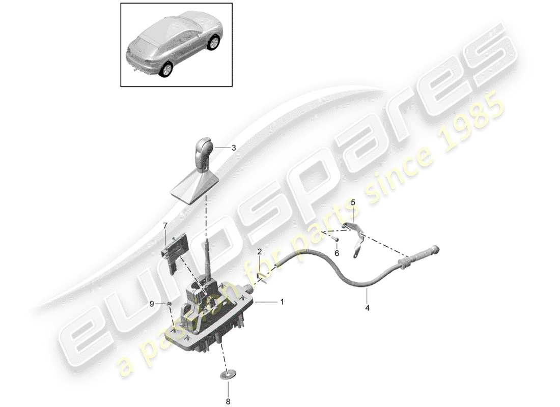 porsche 2019 (macan) levier sélecteur schéma des pièces