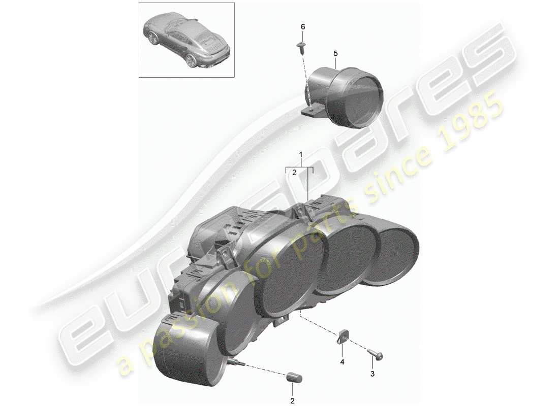 porsche 2017 (991-2 turbo) groupe d'instruments schéma des pièces