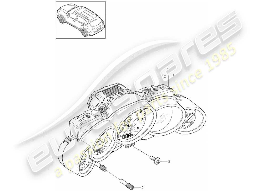 porsche 2012 (cayenne e2 92a) groupe d'instruments schéma des pièces