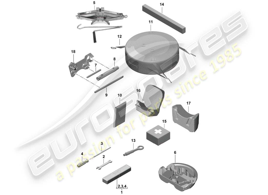 porsche 2019 (718 boxster spyder) outil schéma des pièces