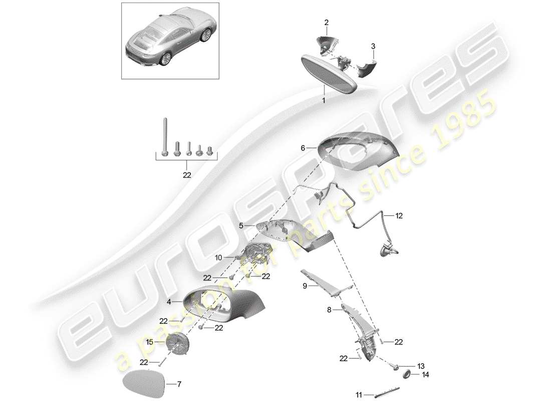 porsche 2017 (991-2) rétroviseur intérieur schéma des pièces