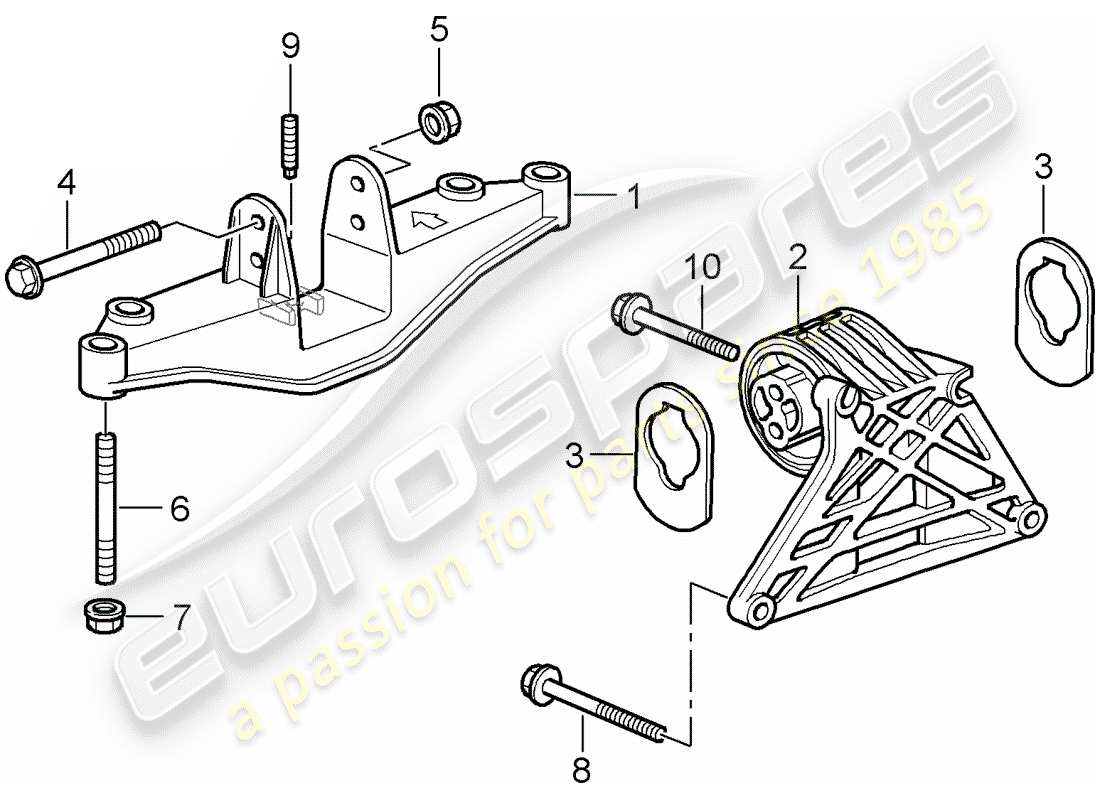 porsche 2008 (987 cayman) suspension du moteur schéma des pièces