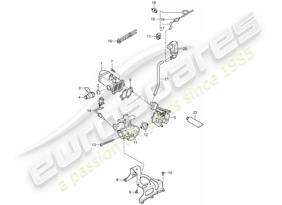 porsche 2010 (cayenne e1 9pa) recirculation des échappements schéma des pièces