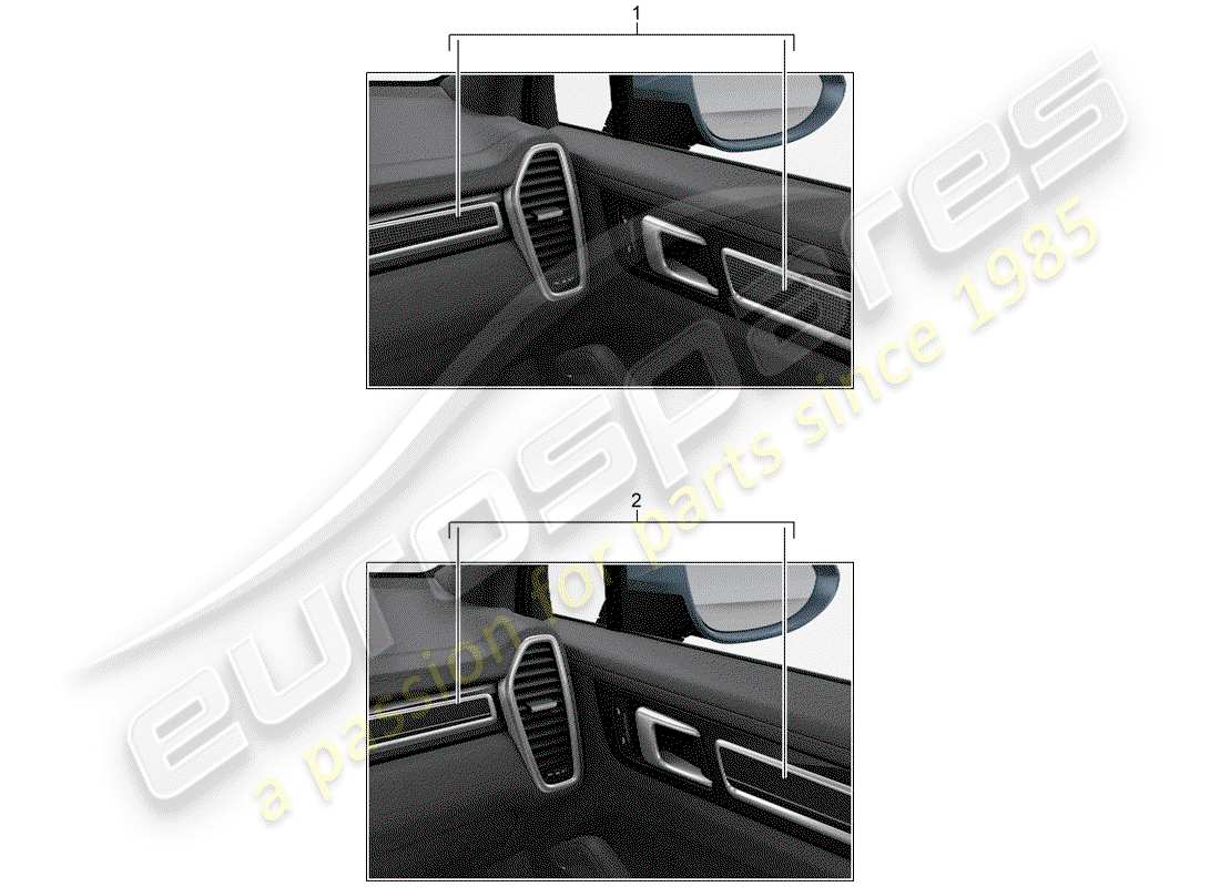 porsche 2016 (tequipment cayenne) garniture pour tableau de bord schéma des pièces
