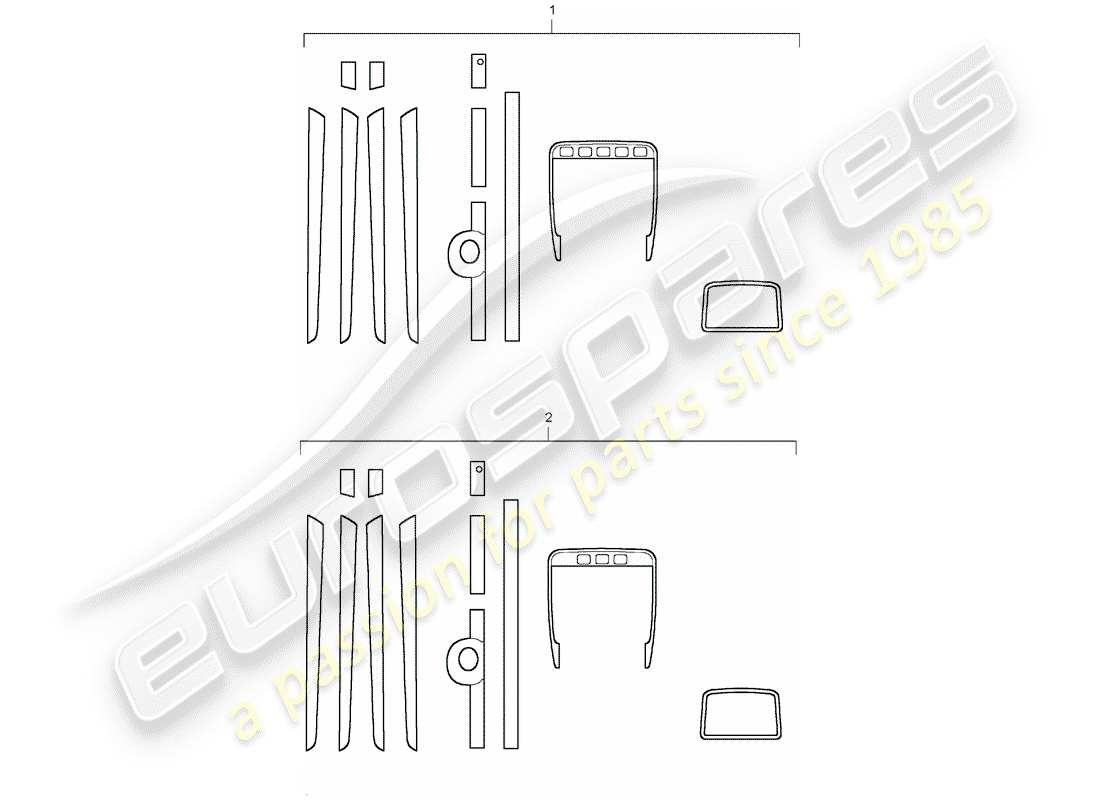 porsche 2012 (tequipment cayenne) 1 définir les moulures de garniture pour le diagramme de pièce