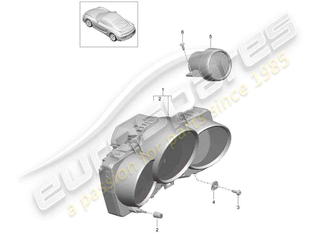 porsche 2016 (981 cayman gt4) groupe d'instruments schéma des pièces