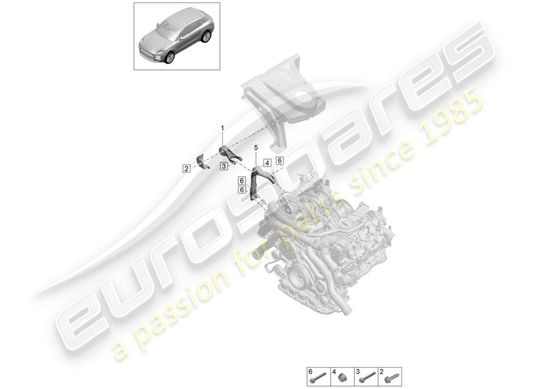 porsche 2019 (macan) matériel de levage de moteur schéma des pièces