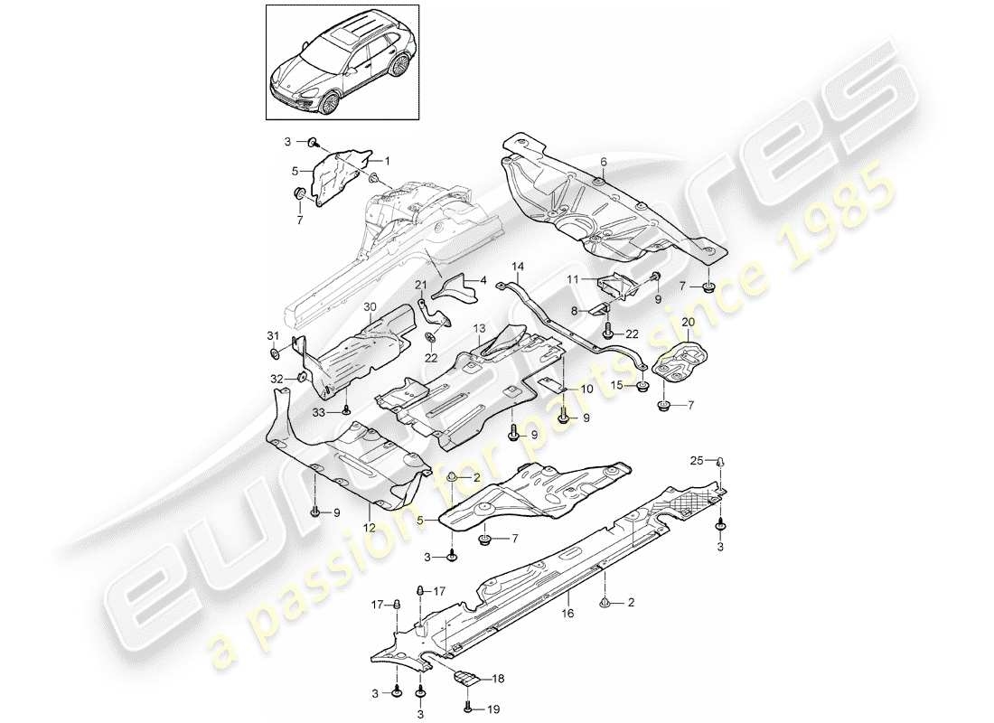 porsche 2011 (cayenne e2 92a) diagramme des pièces de doublure