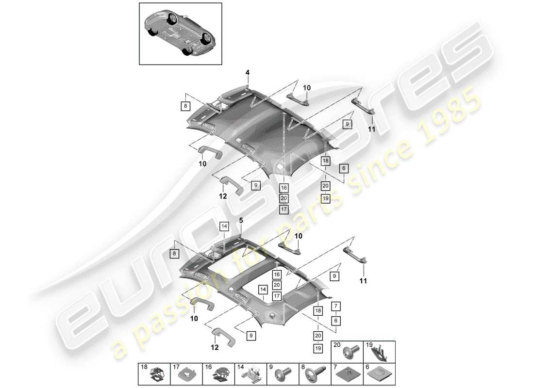 porsche 2017 (panamera 971-1) accessoires schéma des pièces