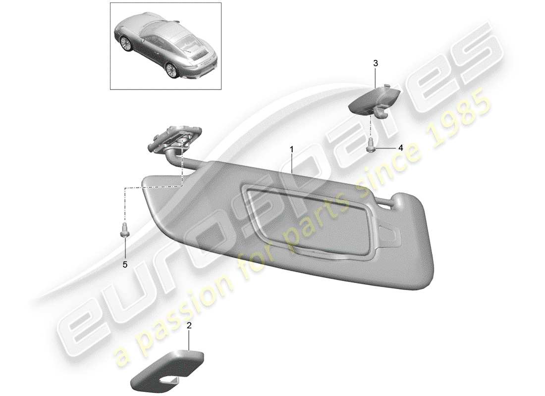 porsche 2017 (991-2) diagramme des pièces des pare-soleil