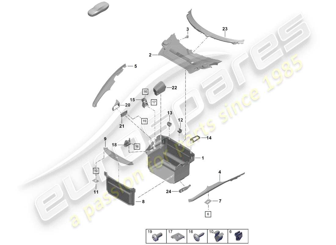 porsche 2020 (718 boxster spyder) doublure de botte schéma des pièces