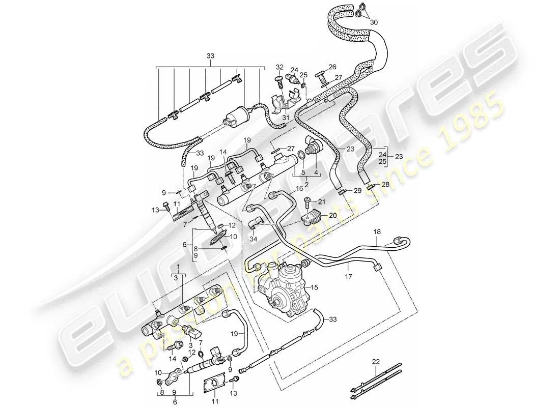 porsche 2007 (cayenne e1 9pa) tuyau de récupération de carburant schéma des pièces