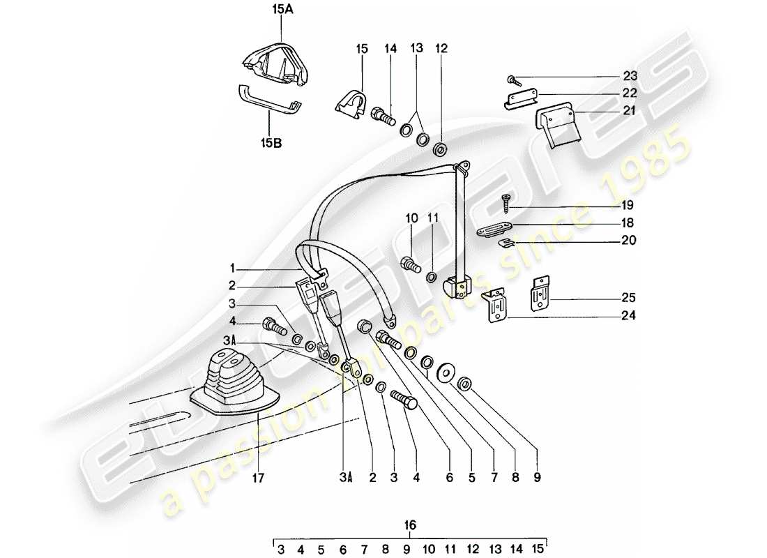 porsche 1979 (911) ceinture de sécurité schéma des pièces