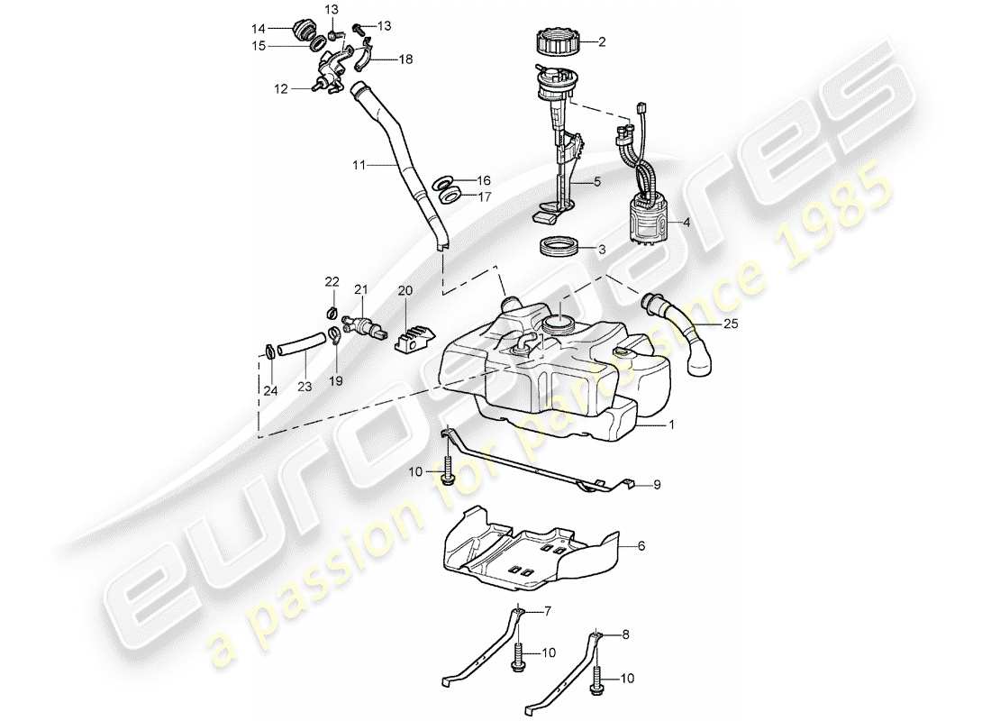 porsche 2004 (996) réservoir d'essence schéma des pièces