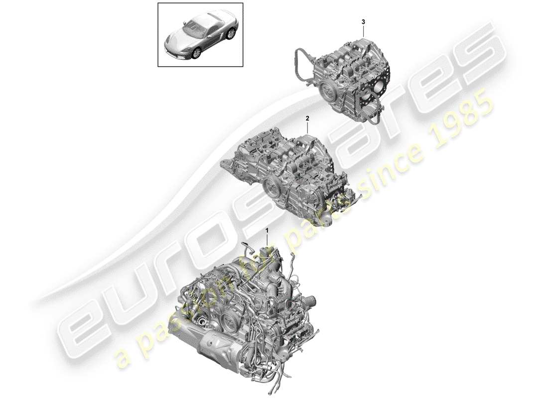 porsche 2017 (718 boxster) moteur de remplacement schéma des pièces