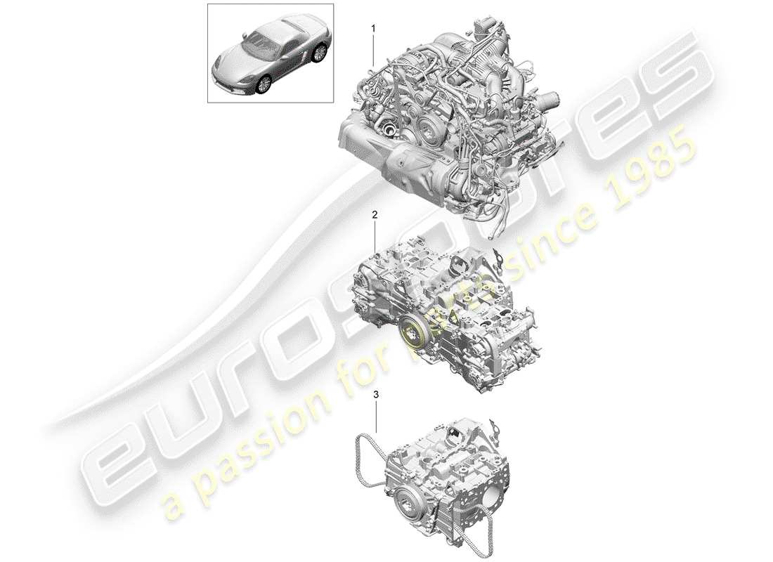 porsche 2017 (718 boxster) moteur de remplacement schéma des pièces