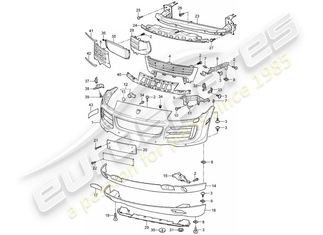 porsche 2010 (cayenne e1 9pa) diagramme des pièces de doublure