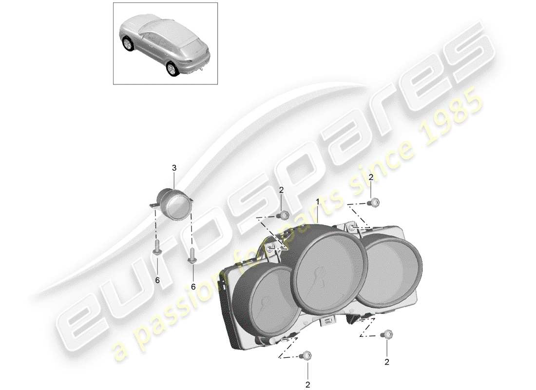 porsche 2014 (macan) groupe d'instruments schéma des pièces