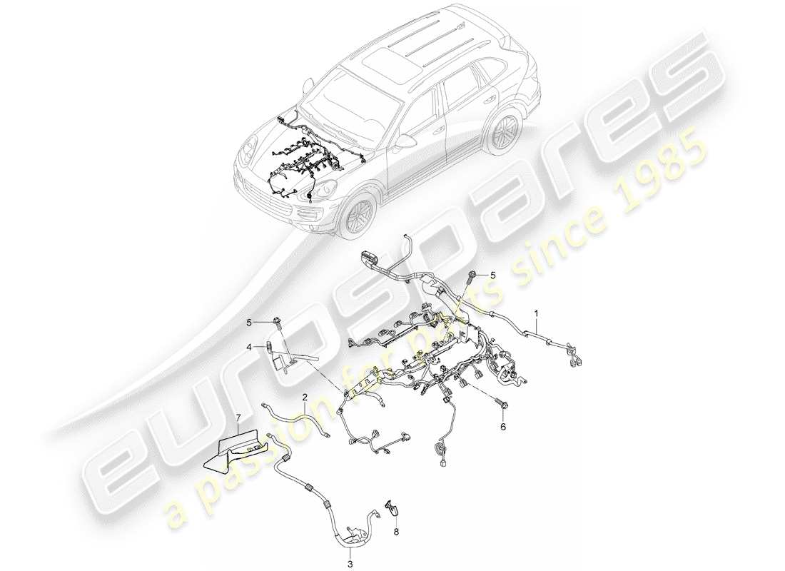 porsche 2011 (cayenne e2 92a) faisceau de câblage schéma des pièces