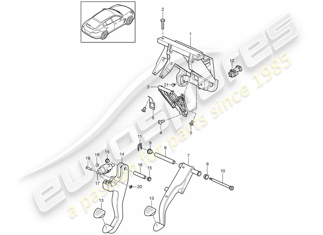 porsche 2010 (panamera 970) pédales schéma des pièces