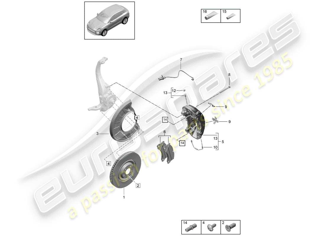 porsche 2019 (macan) freins à disque schéma des pièces