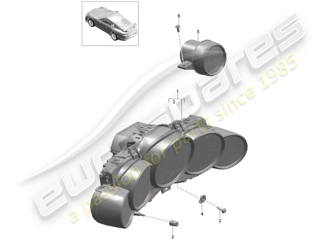 porsche 2020 (991-2 r/gt3/rs) groupe d'instruments schéma des pièces