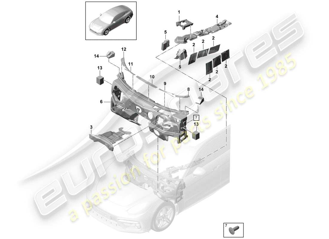 porsche 2017 (panamera 971-1) absorbeur de bruit schéma des pièces