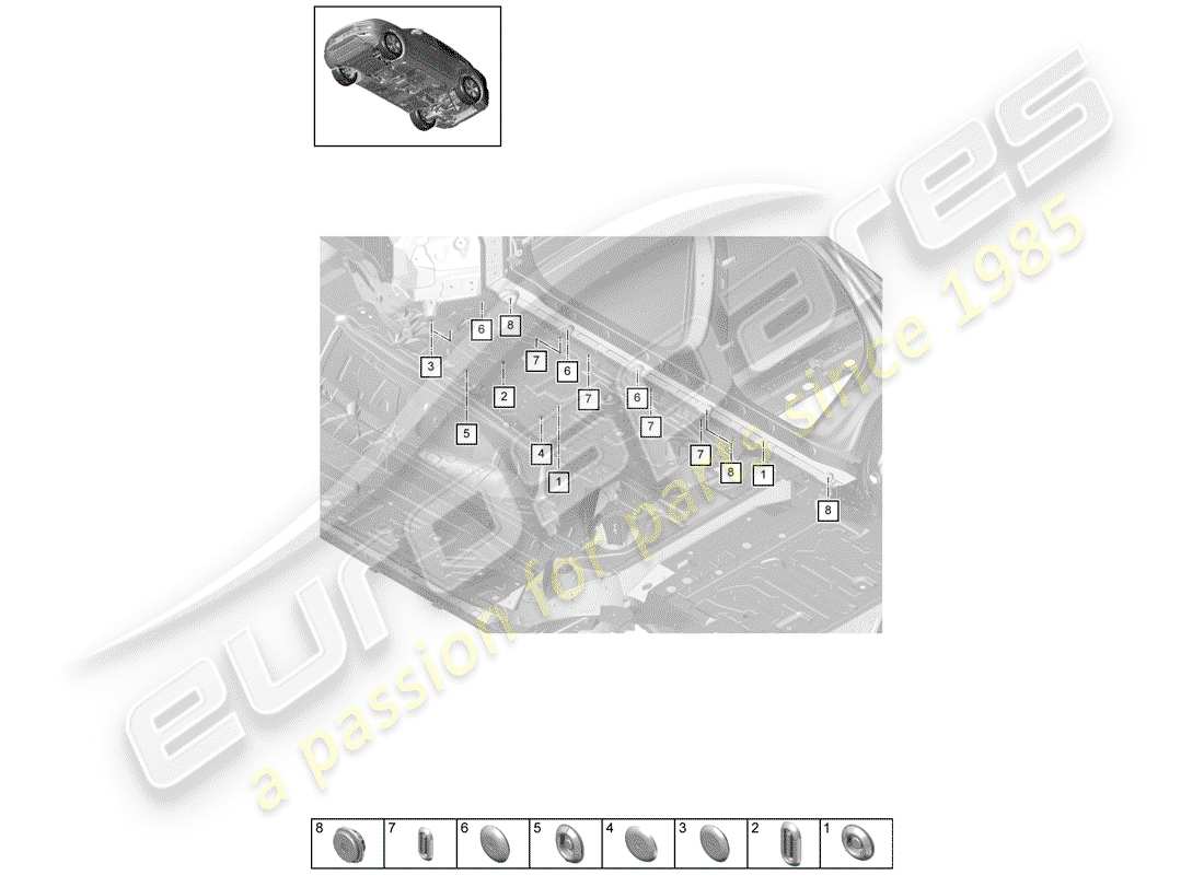 porsche 2020 (cayenne e3 9ya/9yb) prise schéma des pièces