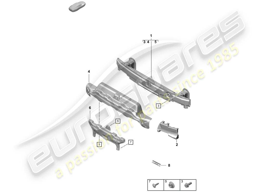 porsche 2019 (718 boxster spyder) support de pare-chocs schéma des pièces