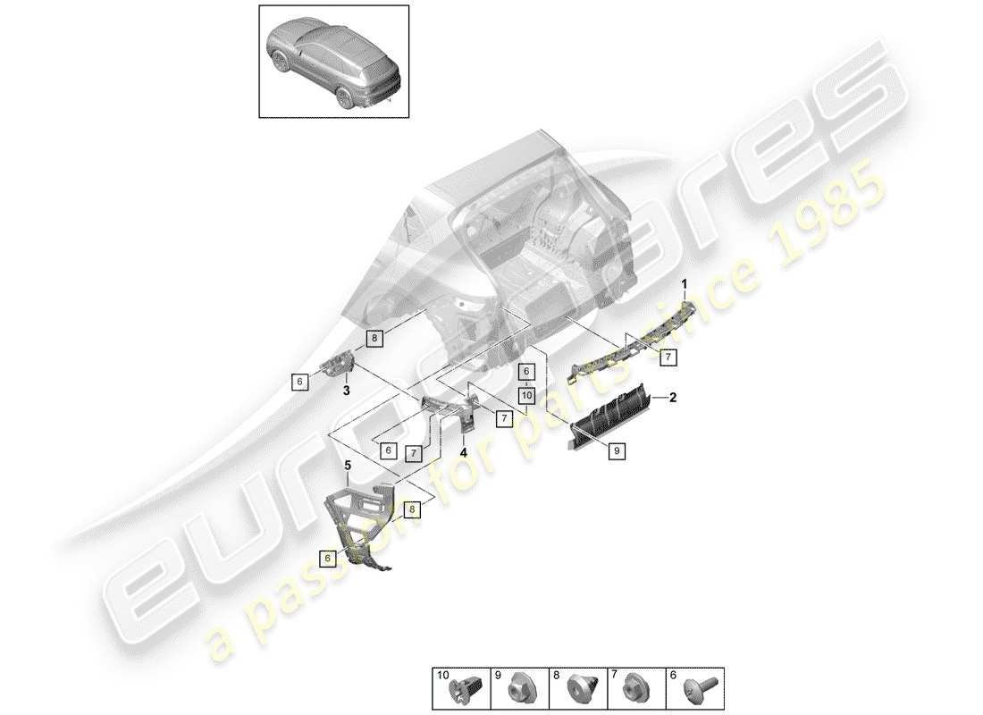 porsche 2020 (cayenne e3 9ya/9yb) attaches schéma des pièces