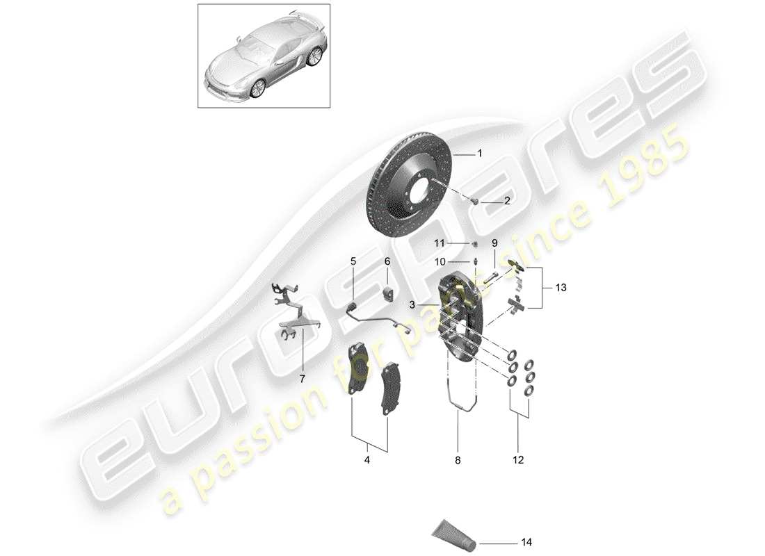 porsche 2016 (981 cayman gt4) freins à disque schéma des pièces