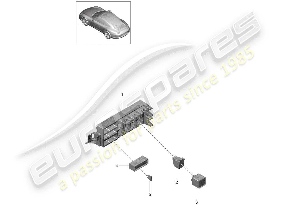 porsche 2013 (991-1) boîte à fusibles/plaque de relais schéma des pièces