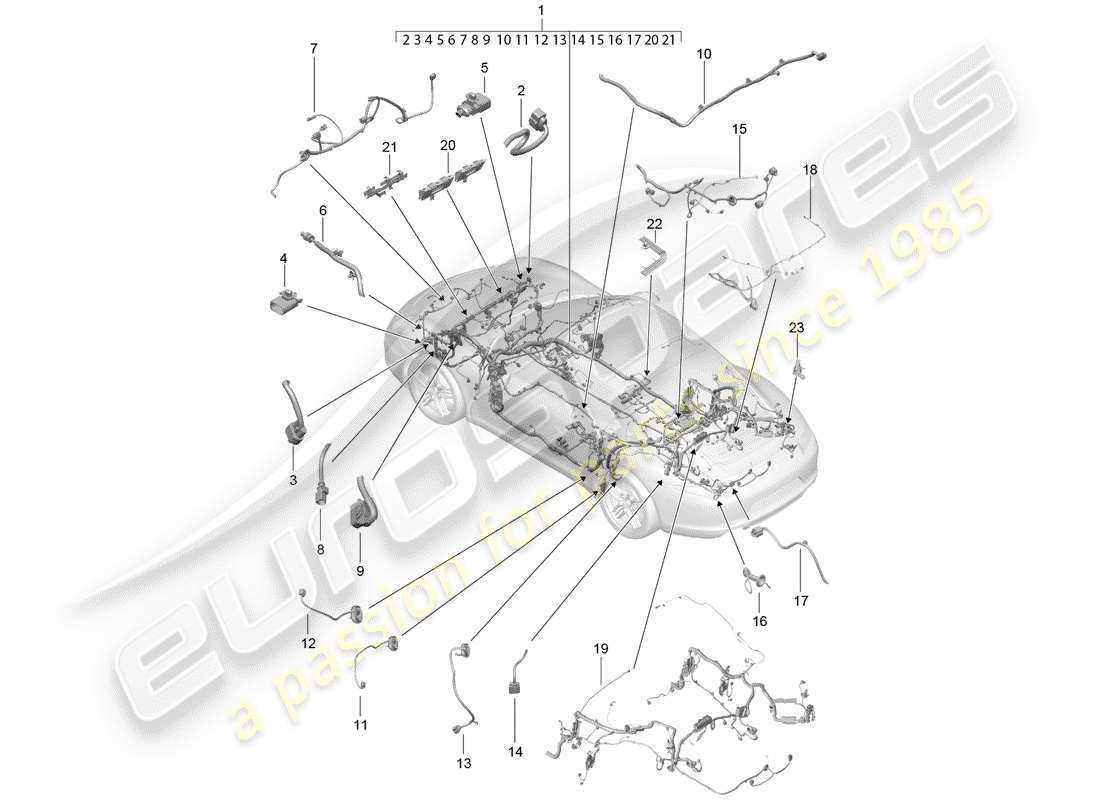 porsche 2013 (991-1) faisceaux de câbles schéma des pièces