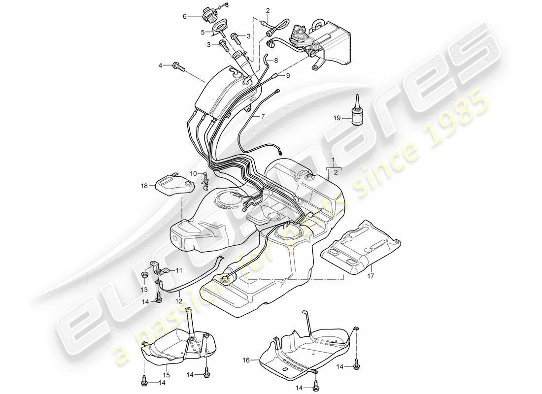 porsche 2010 (cayenne e1 9pa) réservoir de carburant avec schéma des pièces