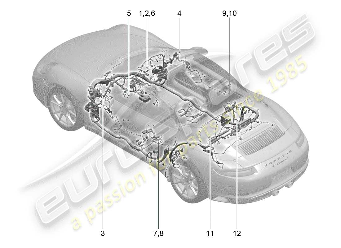 porsche 2017 (991-2) faisceau de câblage schéma des pièces