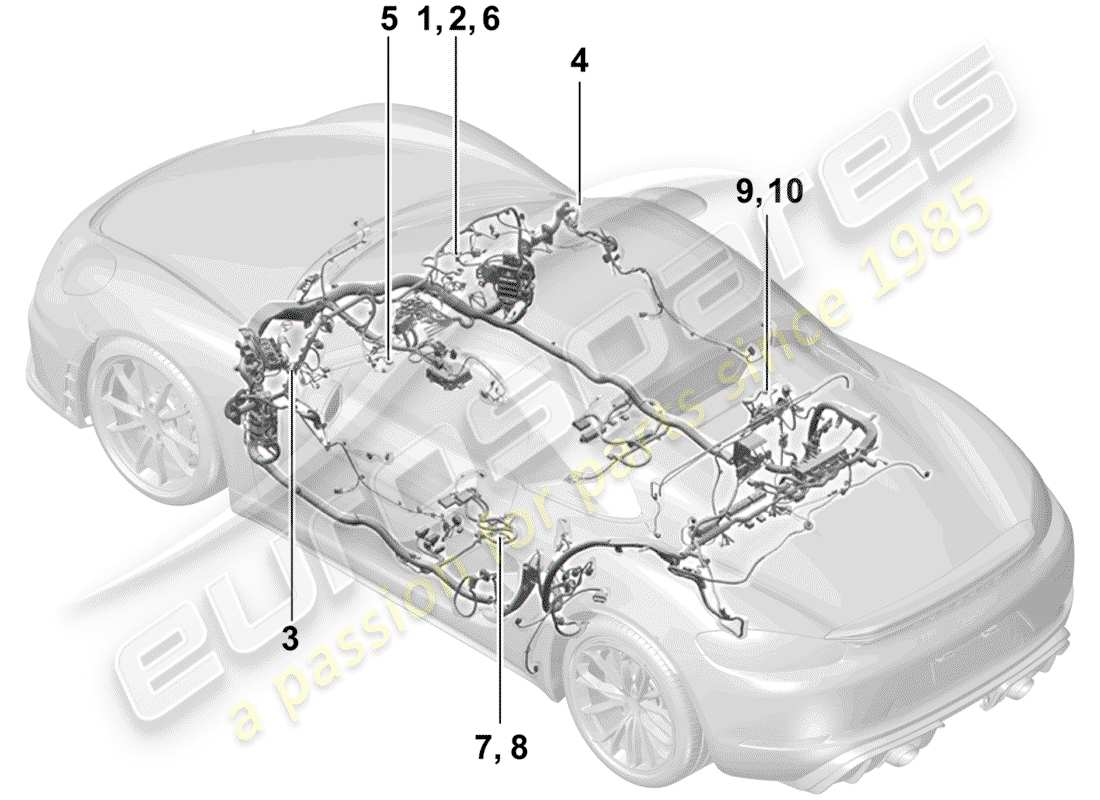 porsche 2020 (718 boxster spyder) faisceaux de câbles schéma des pièces