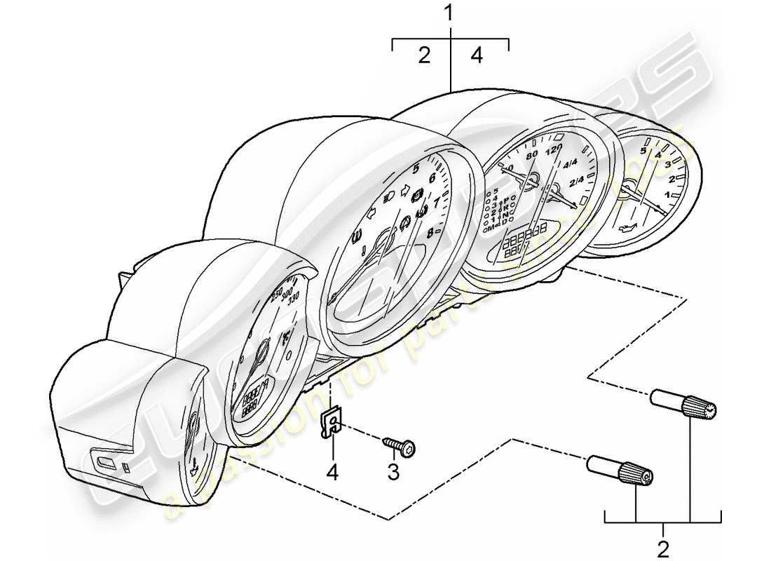porsche 2011 (997-2 turbo / gt2 rs) schéma des pièces des instruments