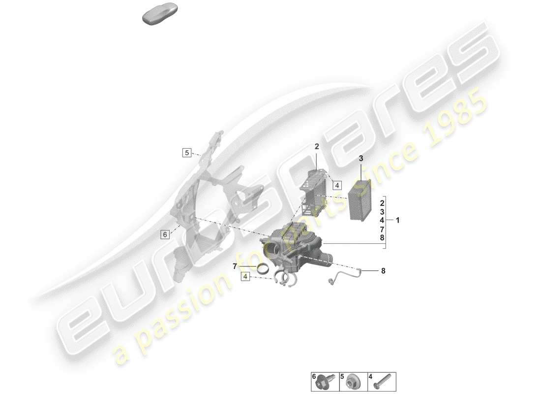 porsche 2019 (992-1) schéma des pièces du filtre à air