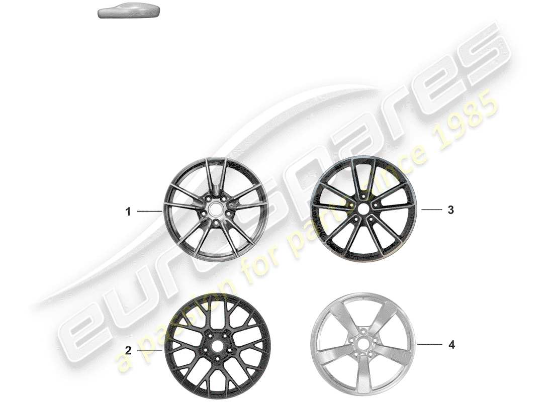 porsche 2019 (992-1) jante en alliage schéma des pièces