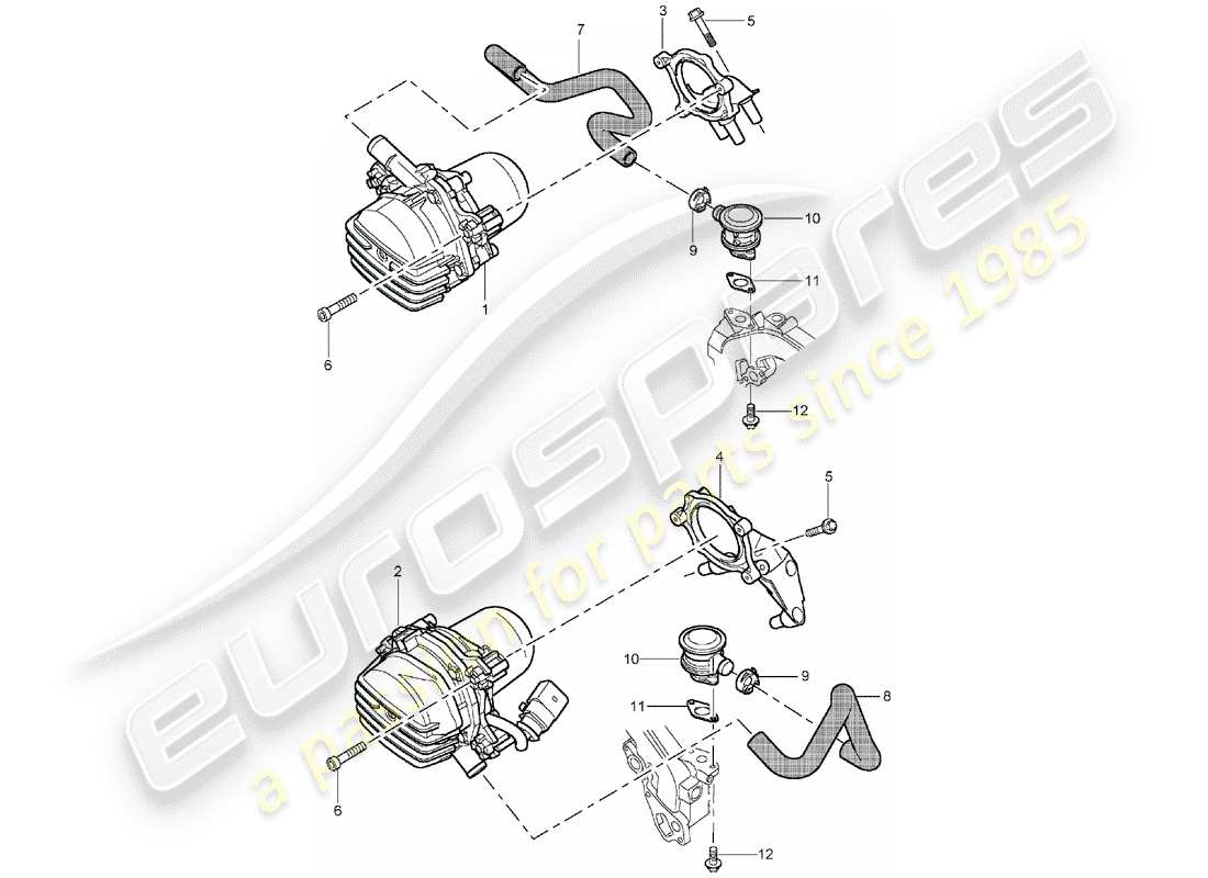 porsche 2003 (cayenne e1 9pa) pompe à air secondaire schéma des pièces
