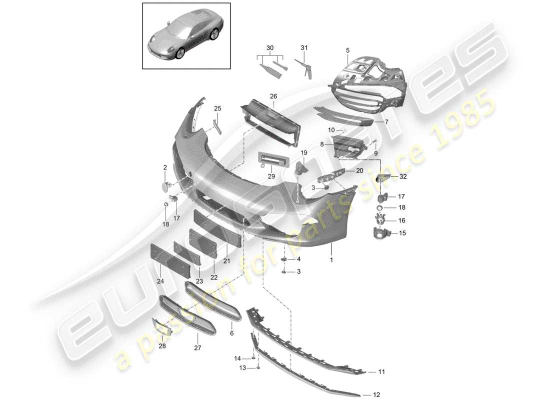 porsche 2013 (991-1) pare-chocs schéma des pièces