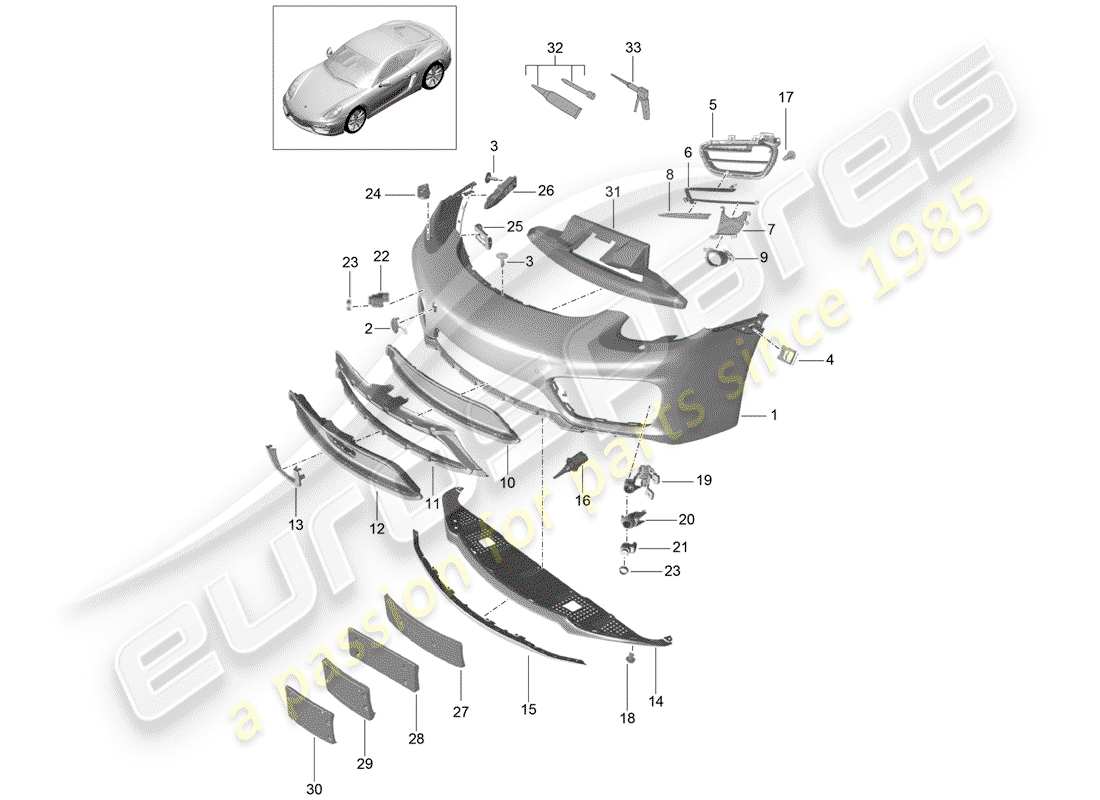 porsche 2014 (981 cayman) pare-chocs schéma des pièces