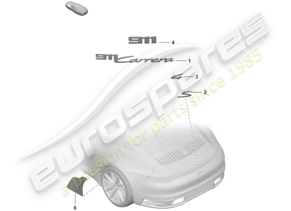 porsche 2019 (992-1) une inscription schéma des pièces