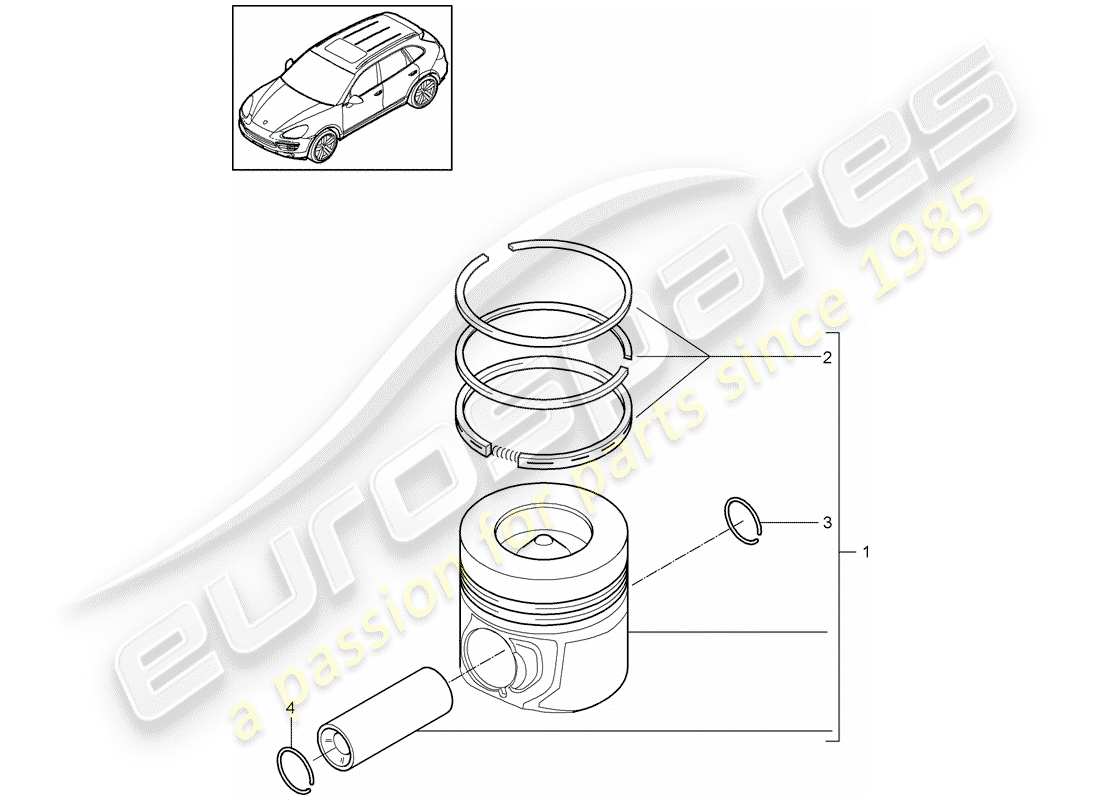 porsche 2011 (cayenne e2 92a) piston schéma des pièces