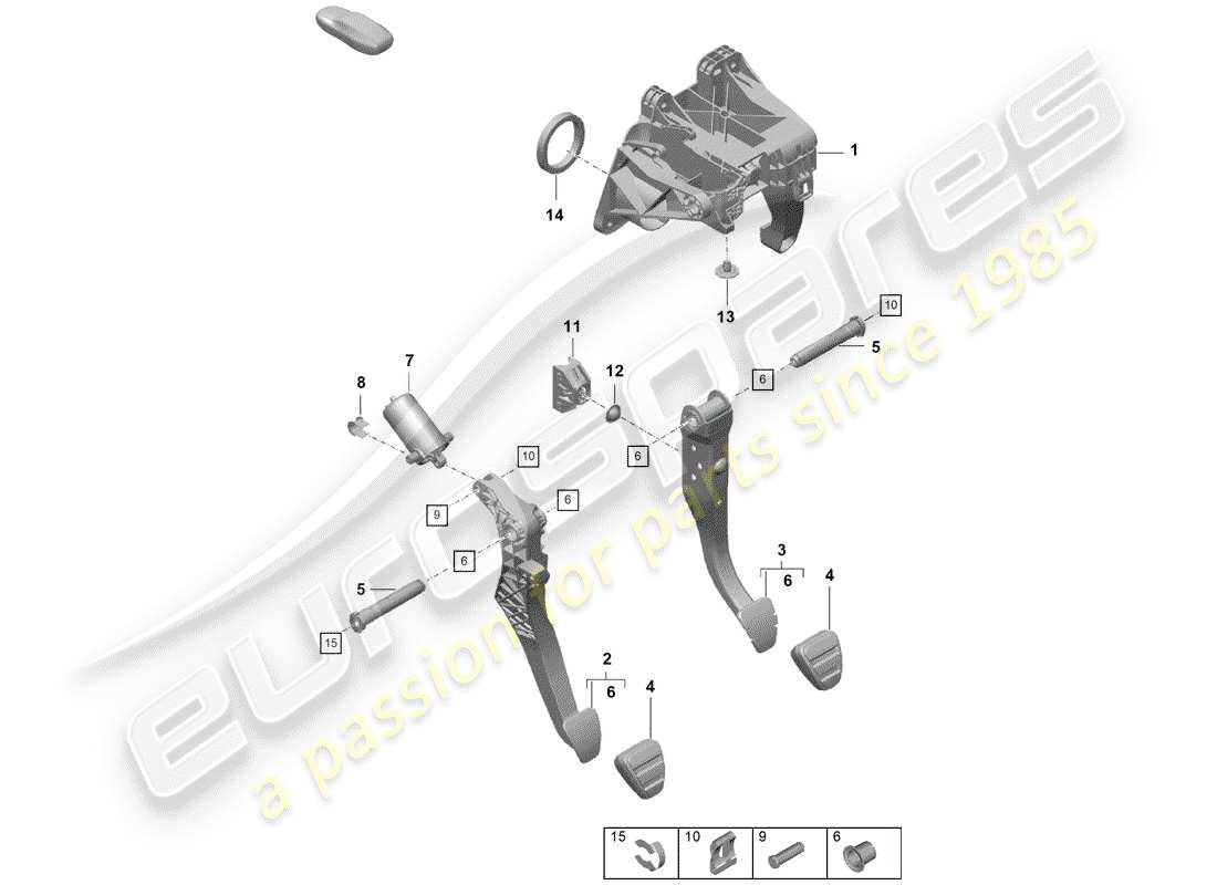 porsche 2020 (718 boxster spyder) frein et acc. assemblage de la pédale schéma des pièces