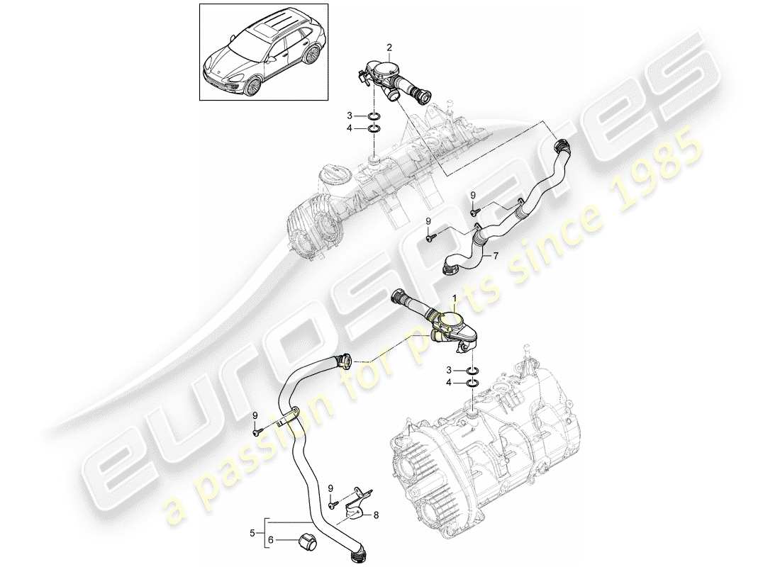 porsche 2013 (cayenne e2 92a) reniflard de carter schéma des pièces