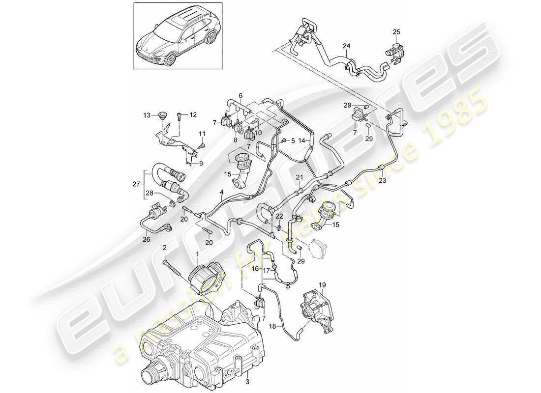 porsche 2011 (cayenne e2 92a) corps de papillon schéma des pièces