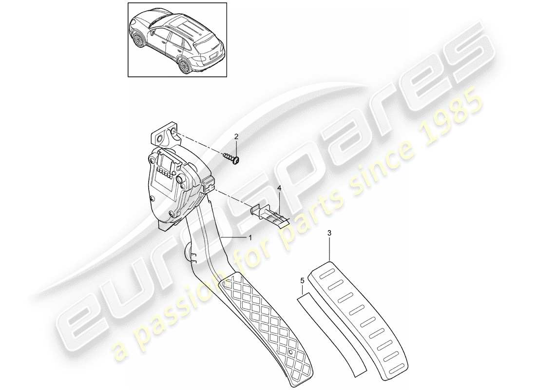 porsche 2011 (cayenne e2 92a) schéma des pièces des pédales