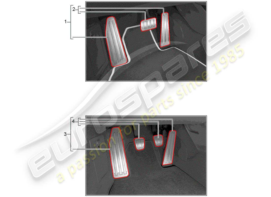 porsche 2013 (tequipment 98x/99x) capuchon de pédale schéma des pièces