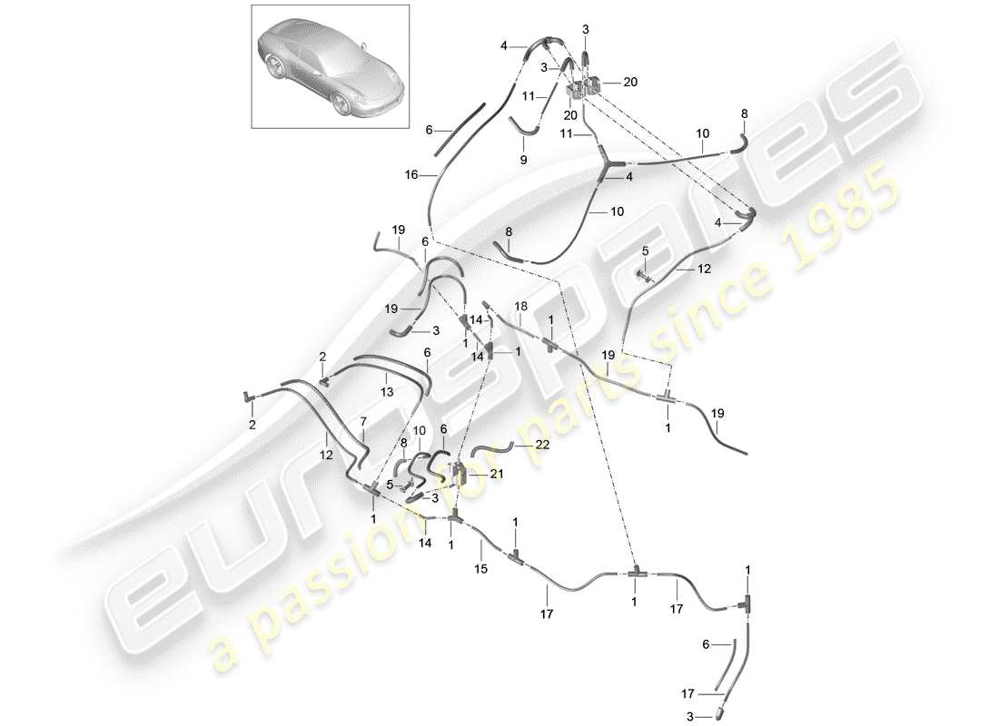 porsche 2014 (991-1) système de vide schéma des pièces